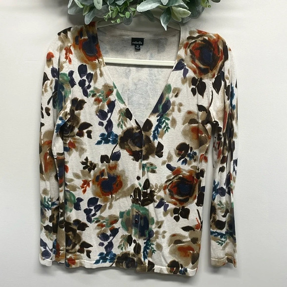 Rafaella Cardigan Floral V-Neck M - Picture 1 of 16